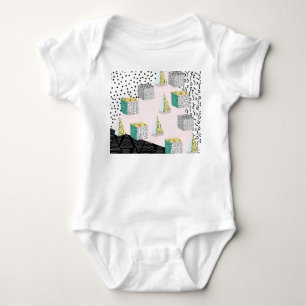 Body Para Bebé Retro Memphis: Patrón Hipster de 80-90.