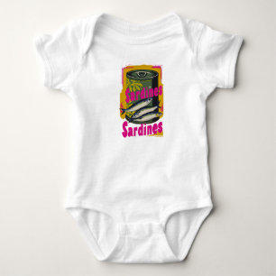 Body Para Bebé Retro Sardine puede Ilustracion con colores negrit