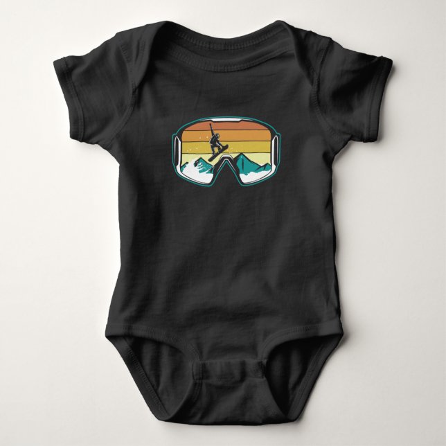 Body Para Bebé Retro Snowboarding Freestyle Jump Snow Mountain (Anverso)
