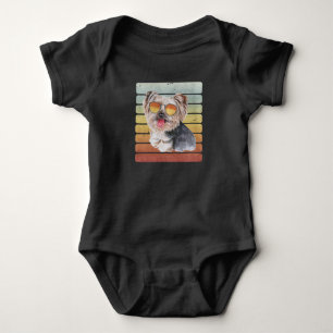 Body Para Bebé Retro Vintage Atardecer Yorkshire Terrier Mamá Pap