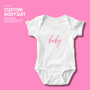Body Para Bebé Revelación minimalista de embarazo rosa simple y c