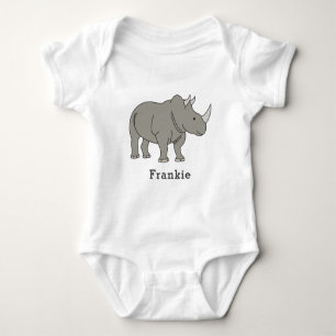 Body Para Bebé Rinoceronte Lindo Niño Único Nombre Personalizado 