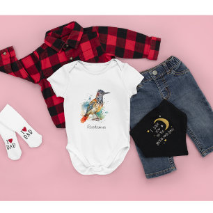 Body Para Bebé Roadrunner en acuarela vibrante