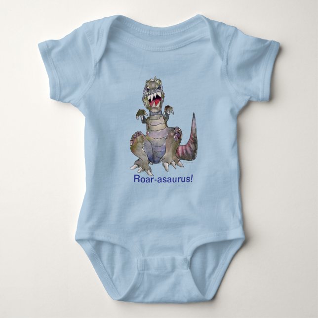 Body Para Bebé Roar-asaurus Personalizado Dinosaur T-Shirt (Anverso)