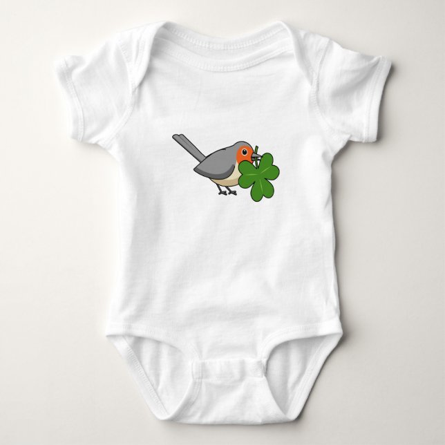 Body Para Bebé Robin lindo con Shamrock Clover Personalizado (Anverso)