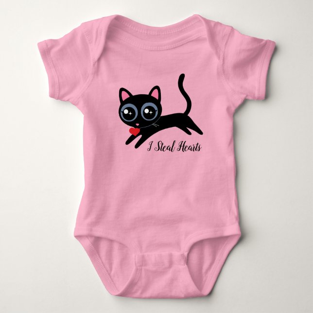 Body Para Bebé Robo Corazones Regalo Gatito Bonito (Anverso)