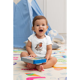 Body Para Bebé Robo rojo curado en acuarela, personalizable