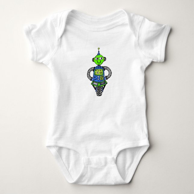 Body Para Bebé Robot arnie, azul y verde (Anverso)
