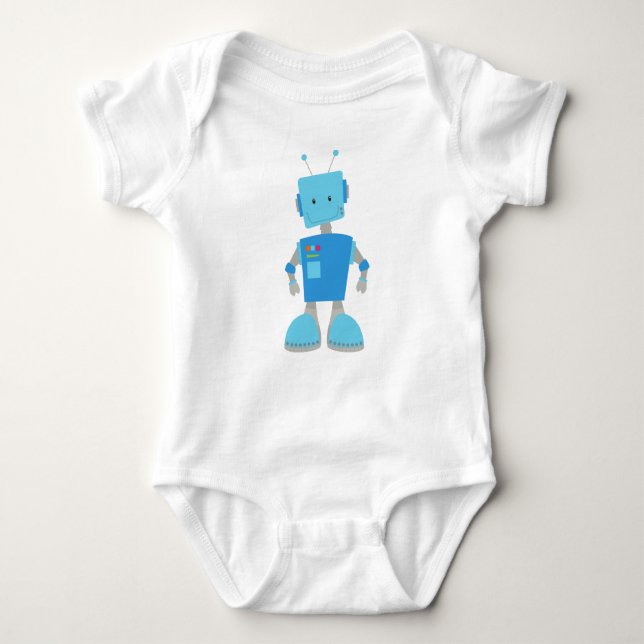 Body Para Bebé Robot Cute, Robot Funny, Robot Silly, Robot Blue (Anverso)