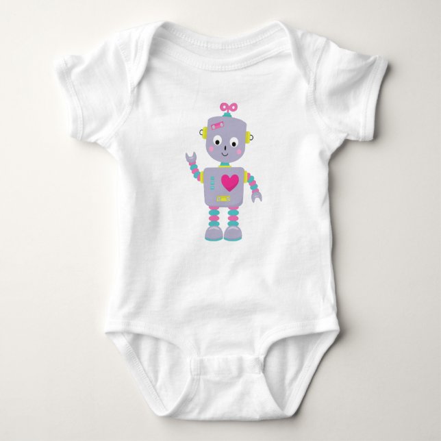 Body Para Bebé Robot Cute, Robot Purple, Robot Funny, Robot Silly (Anverso)
