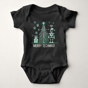 Body Para Bebé Robot de IA con árbol de Navidad tecnológico - Tec