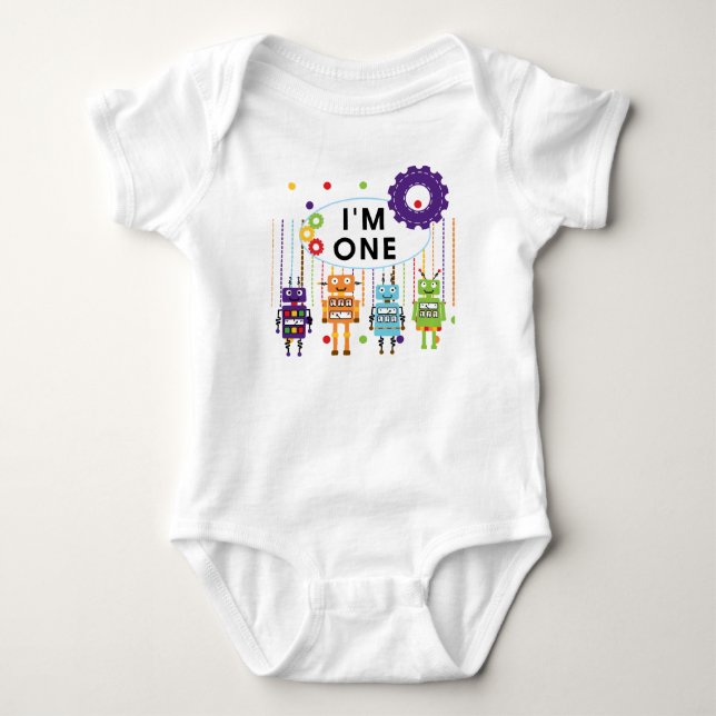 Body Para Bebé Robot First Birthday Tshirts y regalos (Anverso)