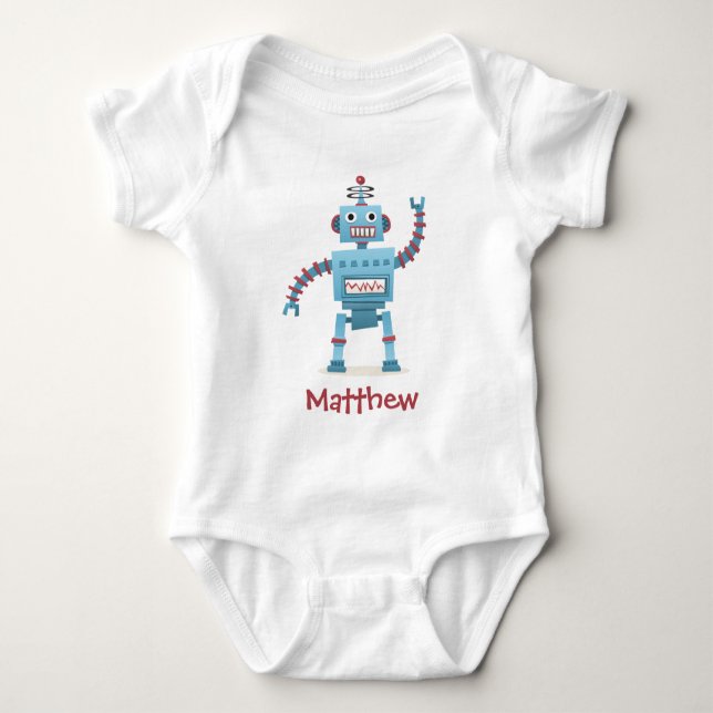 Body Para Bebé Robot retro lindo personalizado bebé personalizado (Anverso)