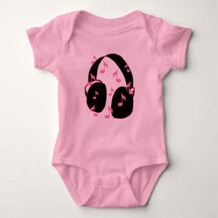 Body Para Bebé ¡Roca del bebé! Auriculares con rosa de las not