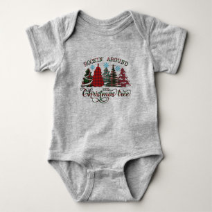 Body Para Bebé Rockin alrededor del árbol de Navidad con árboles