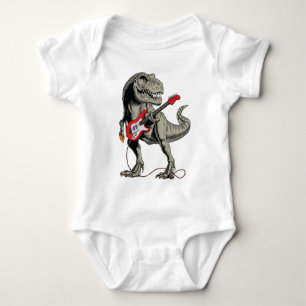 Body Para Bebé Rockin 'T-Rex: Dinosaurio tocando guitarra eléctri