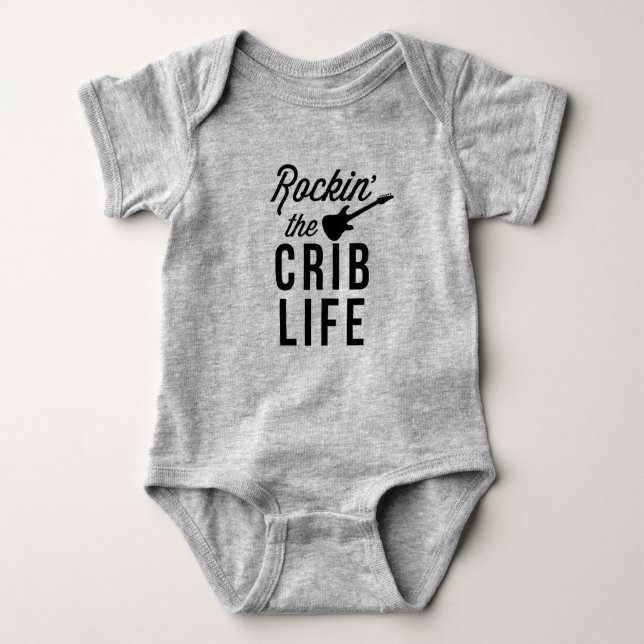 Body Para Bebé Rockin' the Crib Life Funny Music Baby T shirt (Anverso)