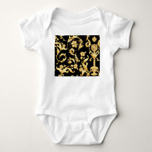 Body Para Bebé Rococo barroco, patrón floral victoriano.