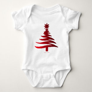 Body Para Bebé Rojo del patrón del árbol de Navidad