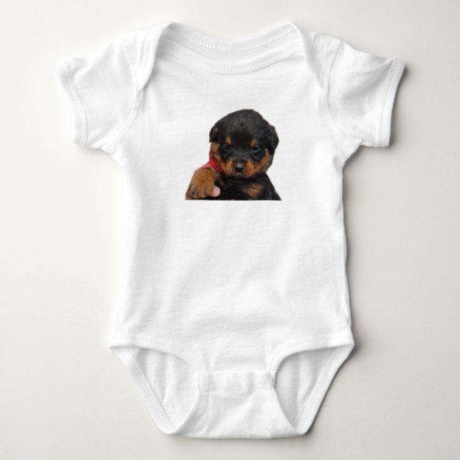 Body Para Bebé Rojo del perrito de Rottweiler (Anverso)