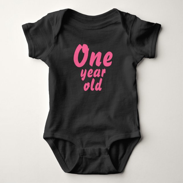 Body Para Bebé Romper de niño pequeño rosado de un año (Anverso)