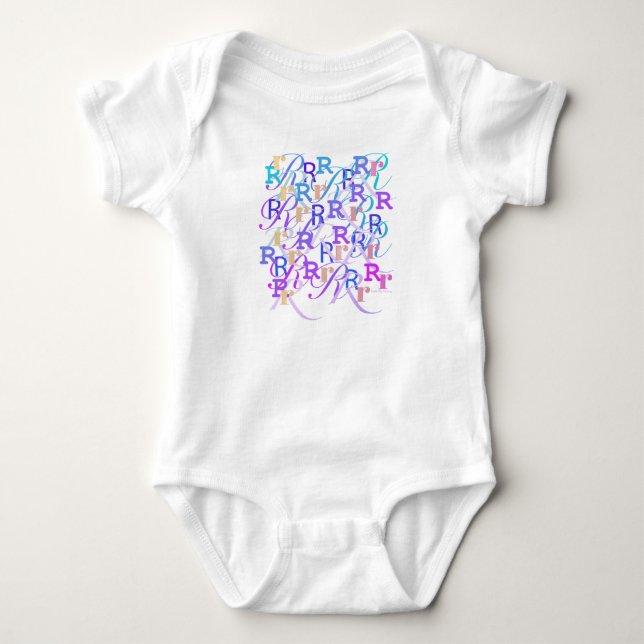 Body Para Bebé Romper "R" de bebé con confeti de letras (Anverso)