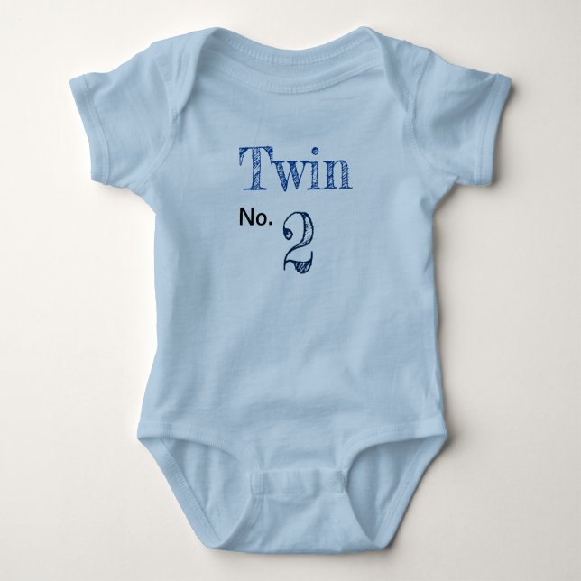 Body Para Bebé Romper "Twin no.2" blauw. (Anverso)