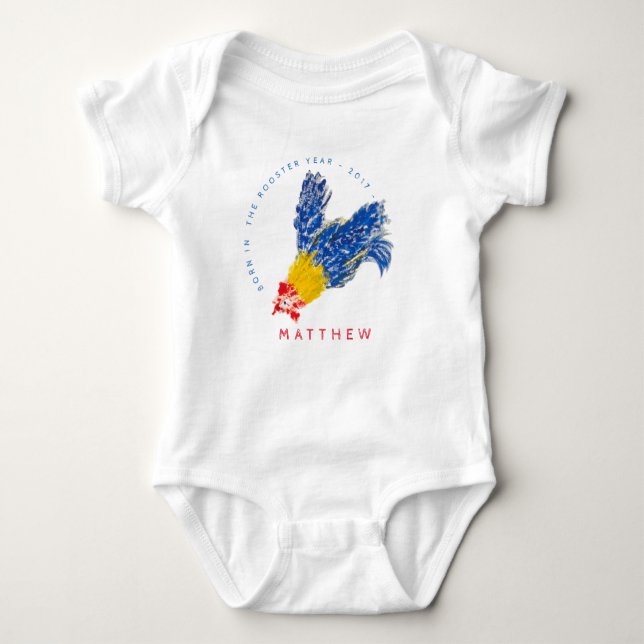 Body Para Bebé Rooster 2017 Child Pinting name Baby bodysuit 2 (Anverso)