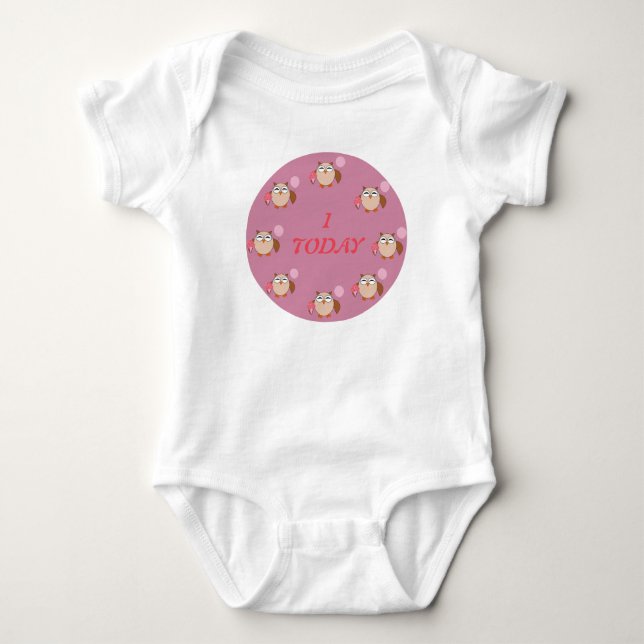 Body Para Bebé Ropa de bebé búho de cumpleaños de edad personaliz (Anverso)