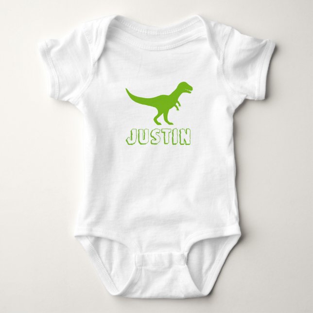 Body Para Bebé Ropa de bebé de dinosaurios personalizada con nomb (Anverso)