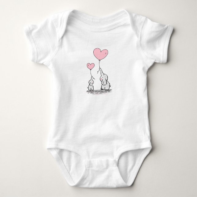 Body Para Bebé Ropa de bebé de una pieza de mamá y bebé elefante (Anverso)