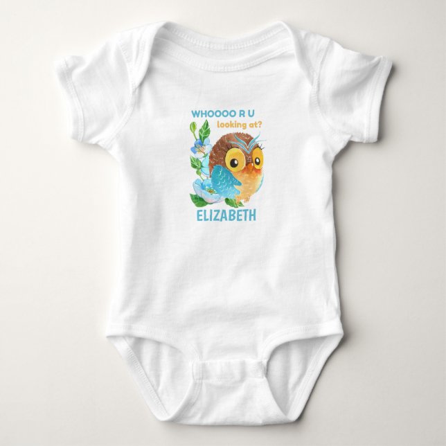 Body Para Bebé Ropa de bebé personalizada con búho bebé lindo nom (Anverso)