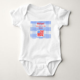 Body Para Bebé Ropa de bebé WELCOME con cuadros azules y bandera