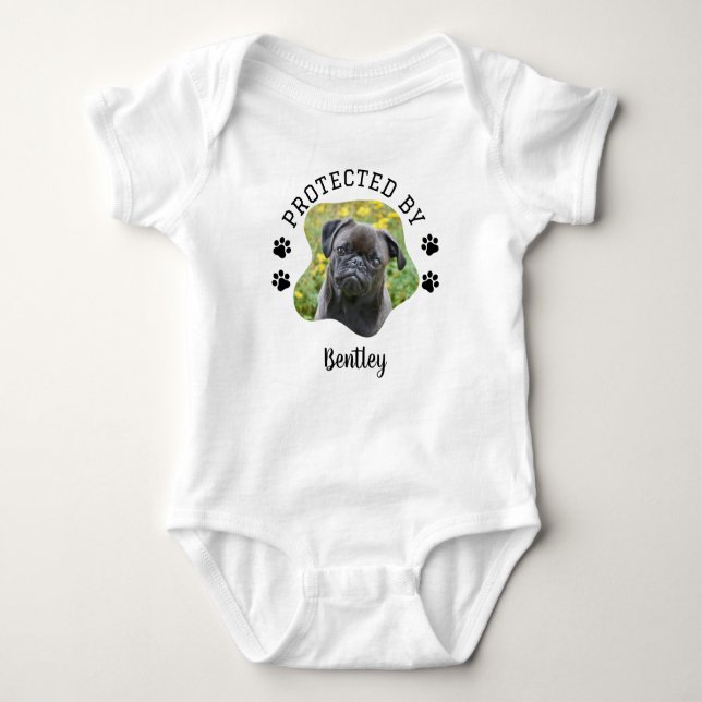 Body Para Bebé Ropa De Bebés Protegida Por Perros Personalizados (Anverso)