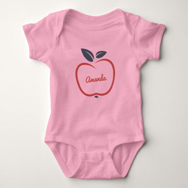Body Para Bebé Ropa de texto personalizado de Apple con estilo (Anverso)