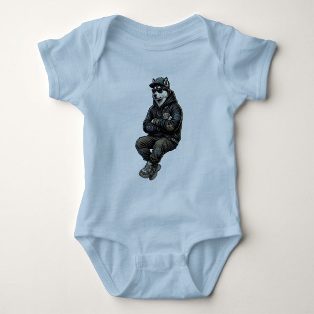Body Para Bebé ropa urbana de lobo (Anverso)
