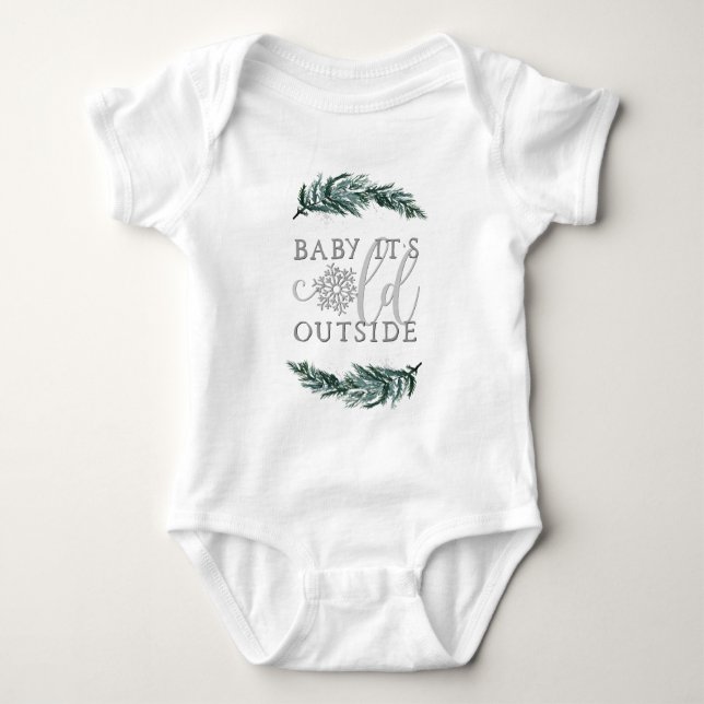 Body Para Bebé RORY Pine Snowflake Baby hace frío afuera (Anverso)