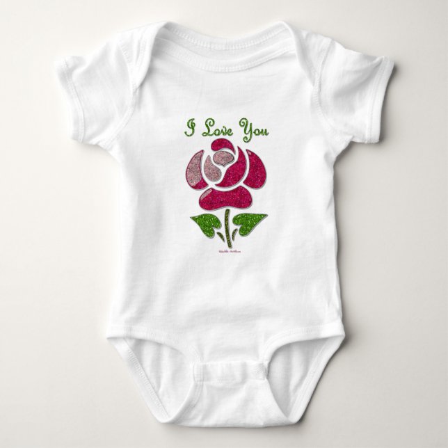 Body Para Bebé Rosa de esténcil rosa te amo (Anverso)