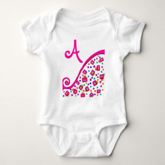 BODY PARA BEBÉ ROSA FUCHSIA BLANCA ABSTRACTA DECO MONOGRAM