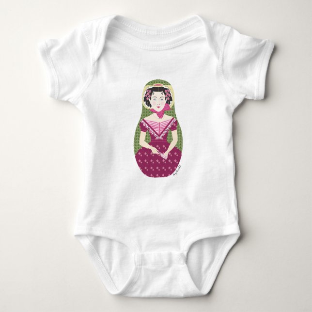Body Para Bebé Rosa inglés Matryoshka Baby Bodysuit (Anverso)