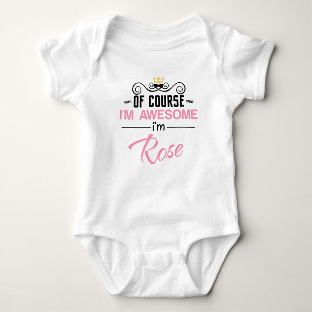 Body Para Bebé Rosa Por supuesto que soy un nombre increíble (Anverso)