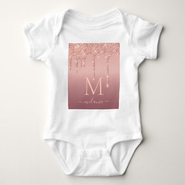 Body Para Bebé Rosa Purpurina de oro Baby Bodysuit Personalizado  (Anverso)