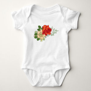 Body Para Bebé Rosa Roja y Margaritas