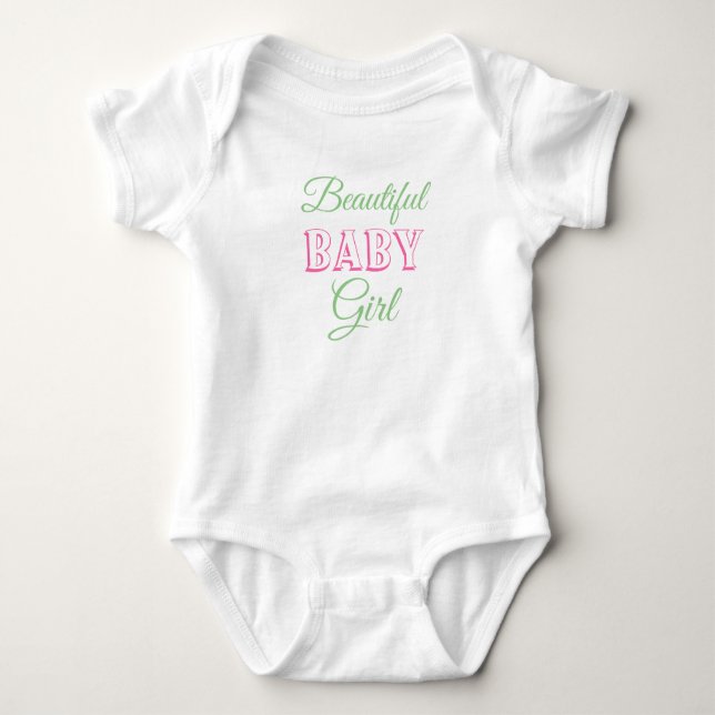Body Para Bebé Rosa Sage Green Beautiful Girl (Anverso)