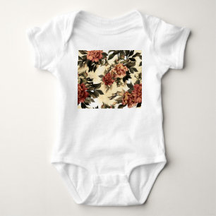 Body Para Bebé Rosas de acuarela floral, patrón de peonies.