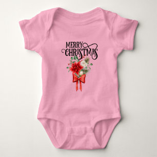 Body Para Bebé Rosas de Poinsettia Navidades Flores Bouquet