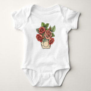 Body Para Bebé Rosas Rojas Retro en Bolsillo