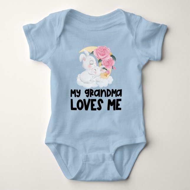 Body Para Bebé Rosas Rosadas Conejitos🌹 Mi Abuela Me Ama (Anverso)