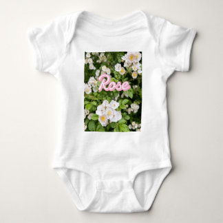 Body Para Bebé Rosas silvestres rosados y blancos con nombre pers
