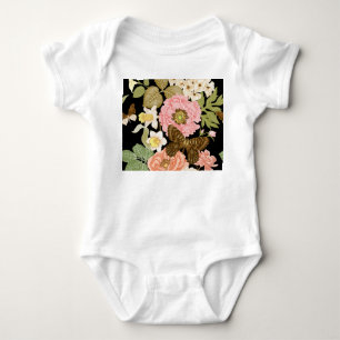 Body Para Bebé Rosas Vintage Peonies: Patrón floral negro